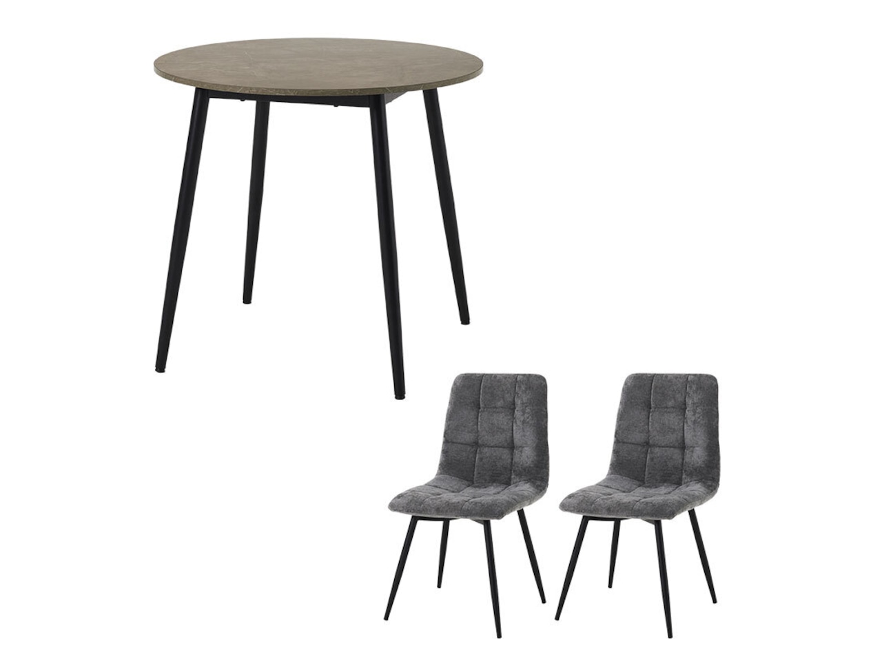 直径80cmラウンドテーブル3点セット 大理石調【チェア:ダークグレー】・画像2