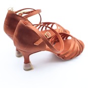 社交ダンス 衣装 22 1/2CM S＆S 靴 シューズ ブラウン系 茶色 赤茶色 ラテン ダンス シューズ レディース ヒール 無地 シンプル イベント 舞台 発表会 ダンスシューズ おしゃれ 練習用 可愛い ストラップ ステージ