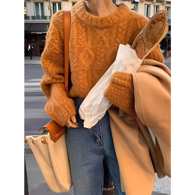 リラクシームードケーブルニットトップス／4col　M02788