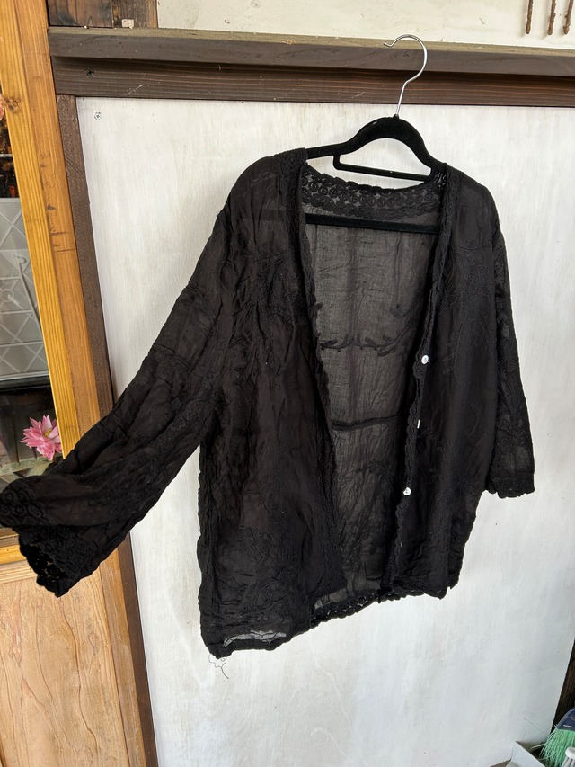 透かし編みゆったりカーディガン