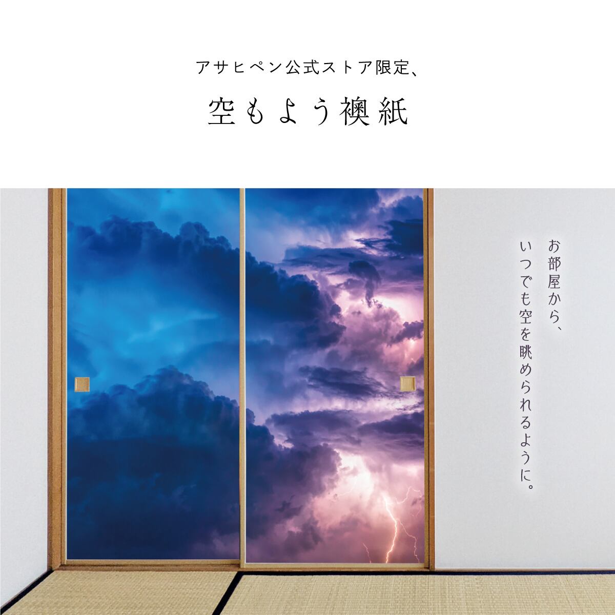 ふすま紙 空もよう襖紙 sky-08F Thunder storm 91cm×182cm 2枚1