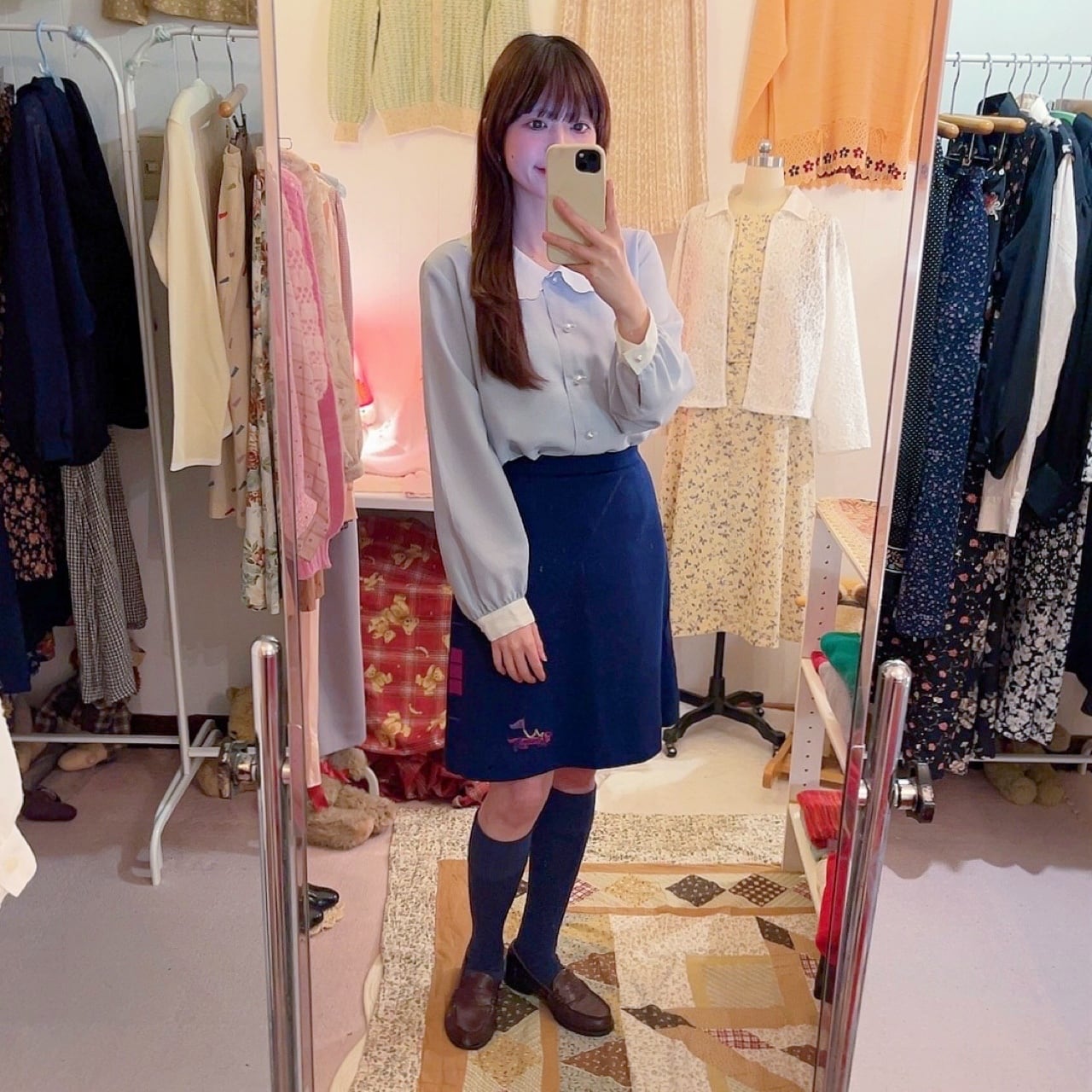 scallop collar pearl button blouse