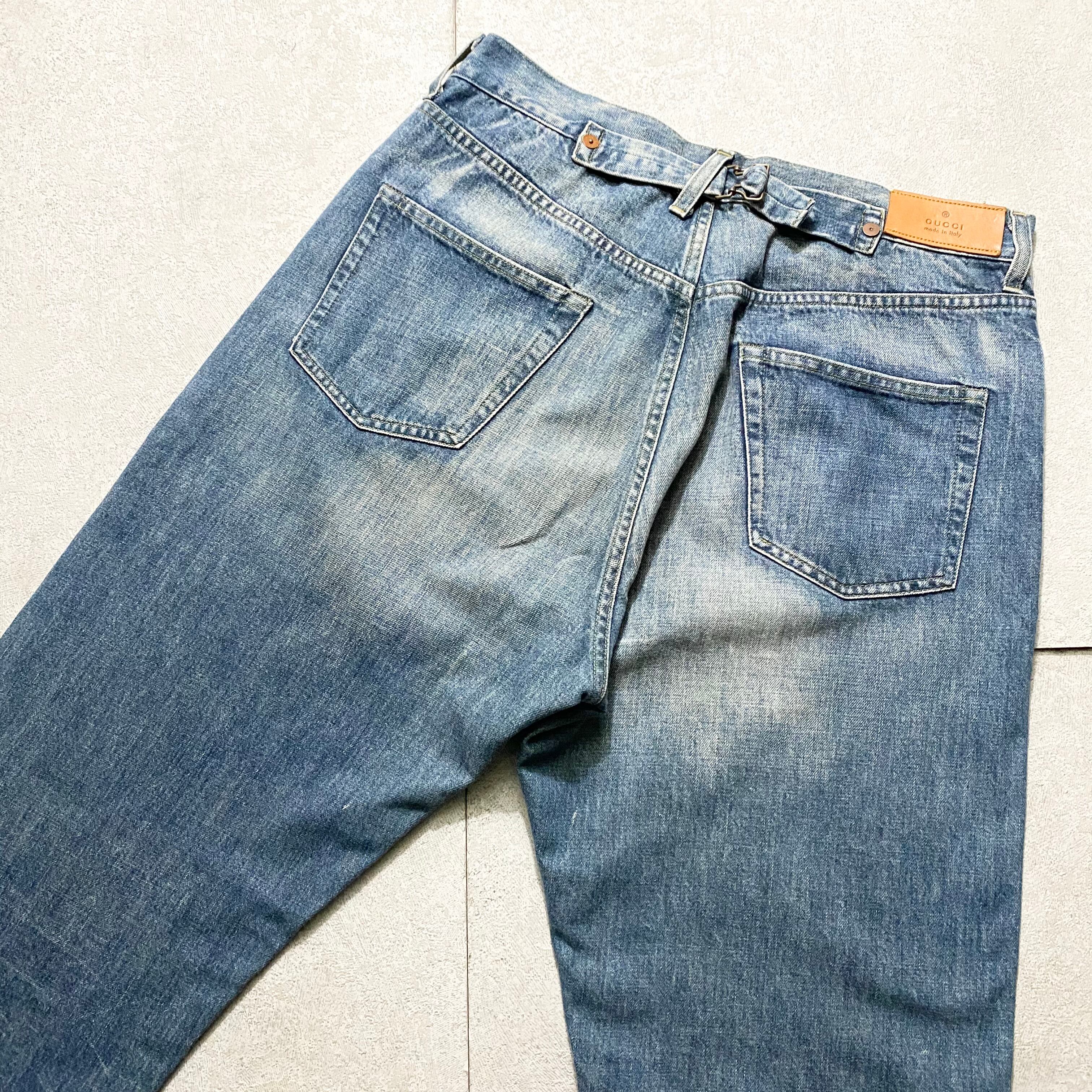 GUCCI buckle back design denim pants | NOIR ONLINE
