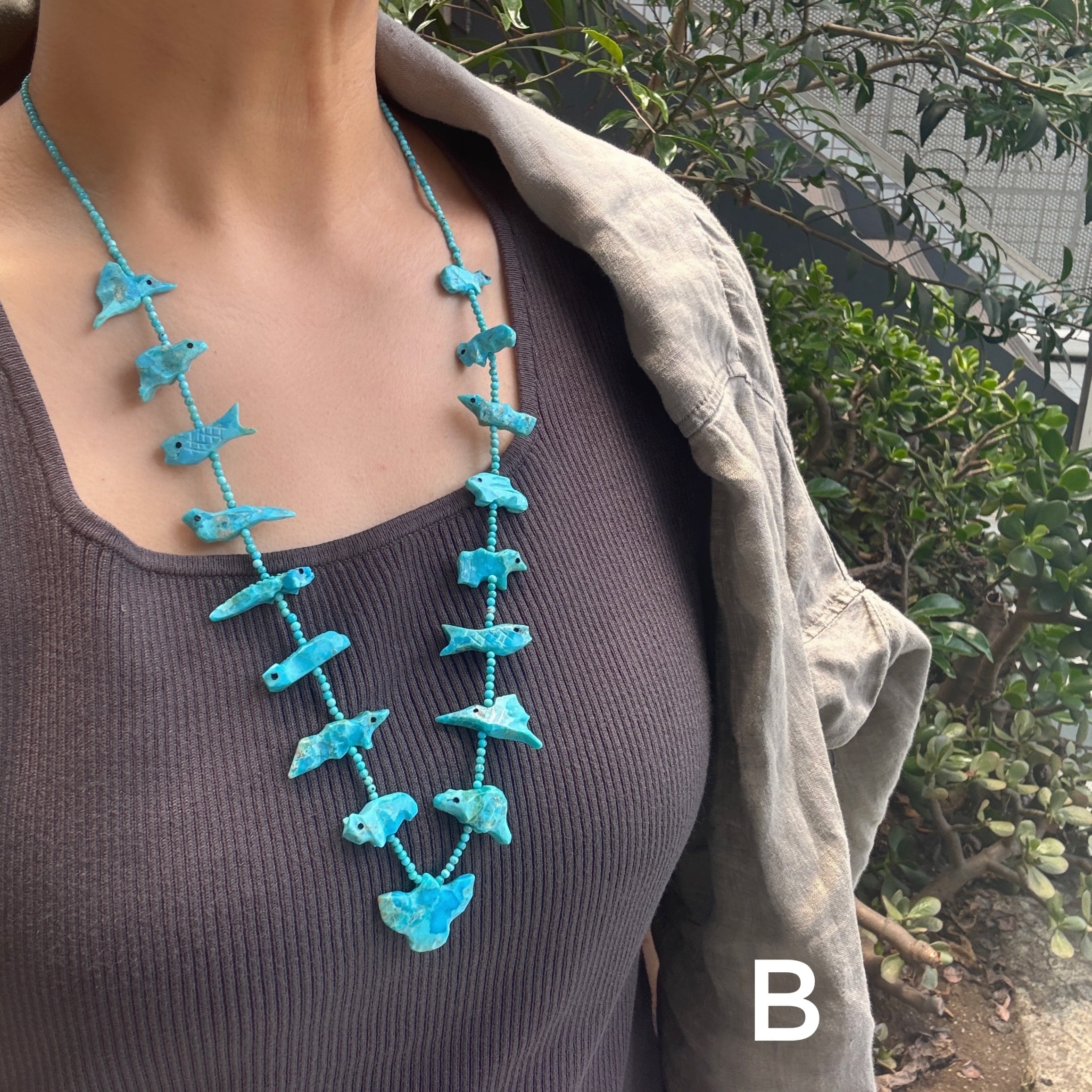 Indian Jewelry》 ターコイズ ボリューム フェティッシュネックレス 鳥