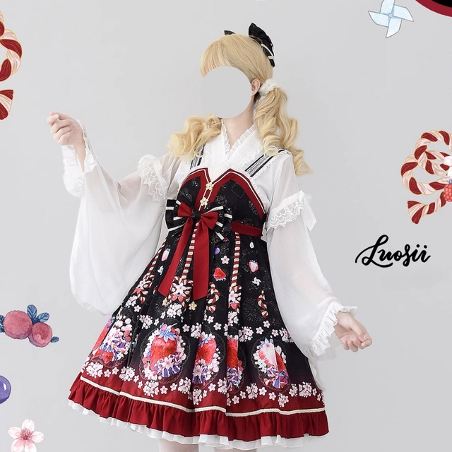 いちご柄 ロリータ ジャンパースカート 楽天市場】Lolita ロリータ ジャンパースカート ワンピース