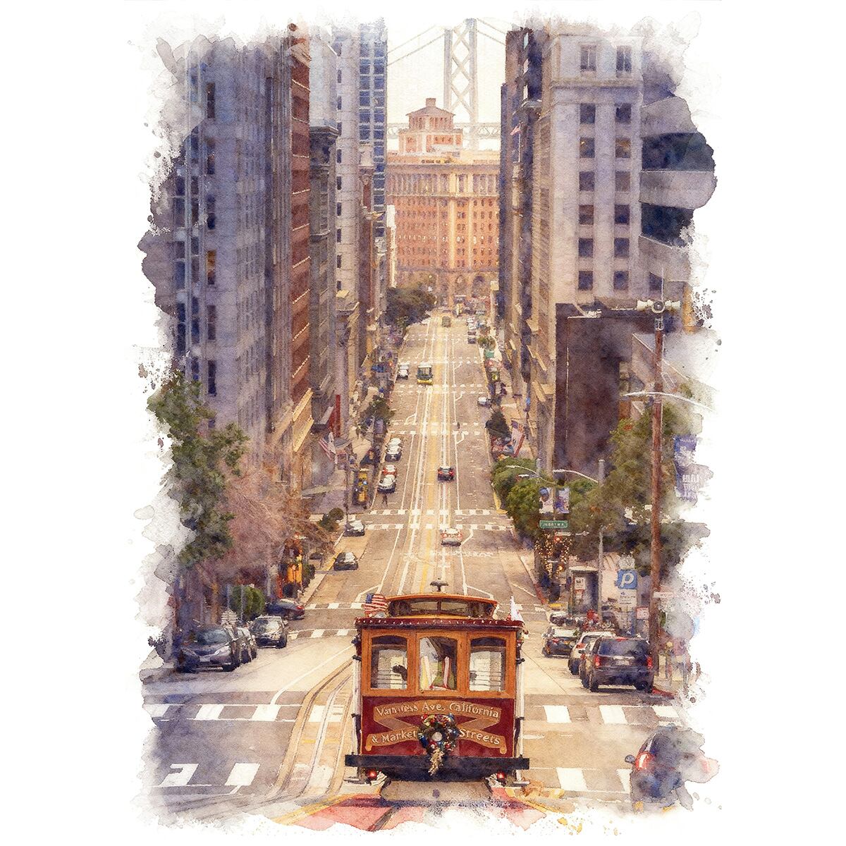 絵画 フランス 風景画(街並み) アルザス地方の古い町並み インテリア