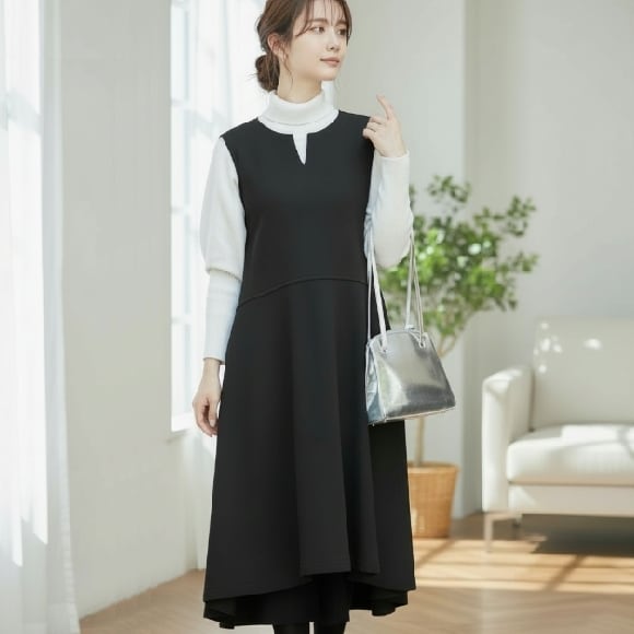 Pont Neuf ポンヌフ 新品】エレガントなワンピース ブラック M L