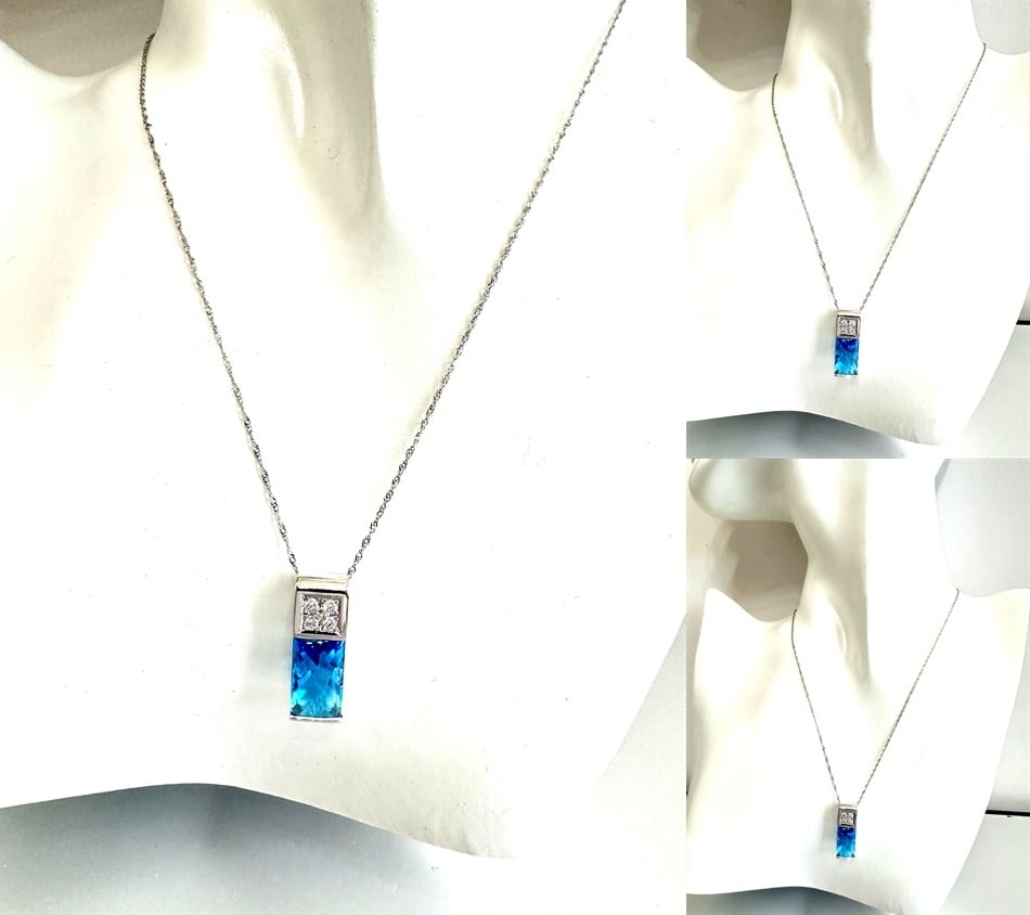TASAKI タサキ 田崎 ブルートパーズ ダイヤモンド ネックレス 0.11ct