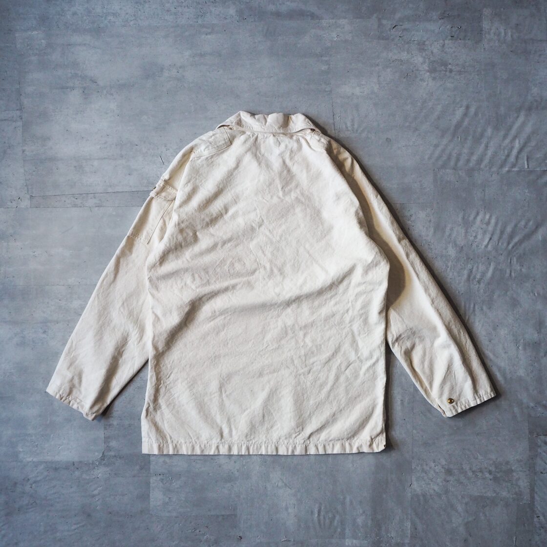70s “sailar brand” off-white cotton linen bourgeron smock sampling 