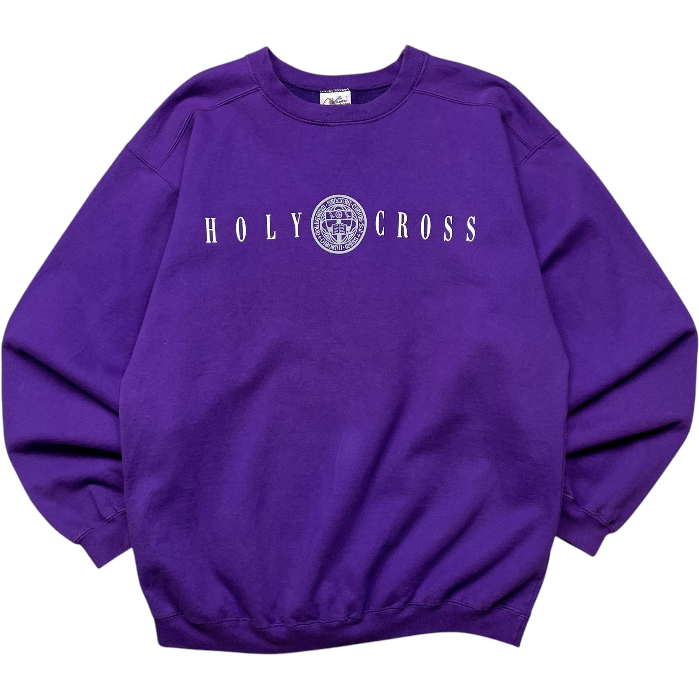 《L》 The Cotton Exchange スウェット ホラークロス大学 カレッジプリント パープル USA製 90年代 vintage no.5594