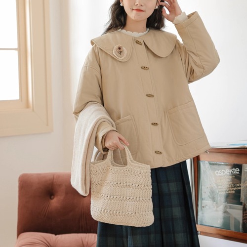 ポイントフラワービッグカラーショートコート ・72951