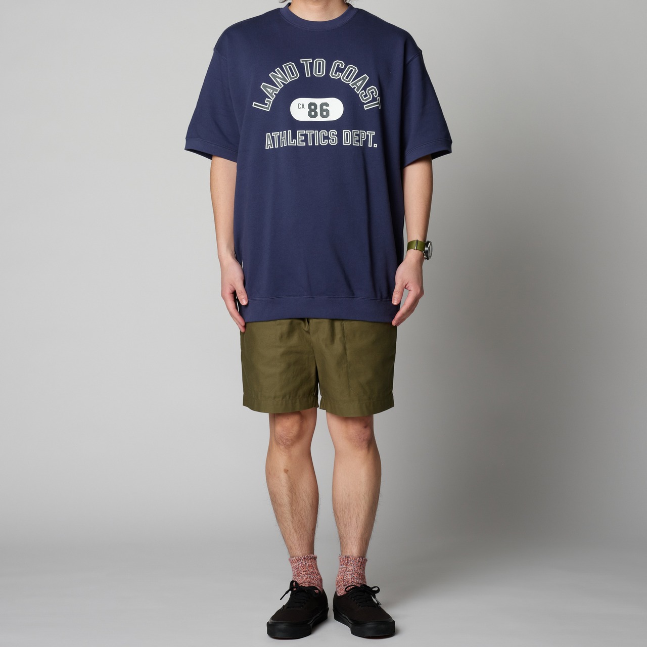 【DARGO】"L2C ATHLETICS DEPT" 8onz Half Sleeve Sweat Shirt（NAVY）