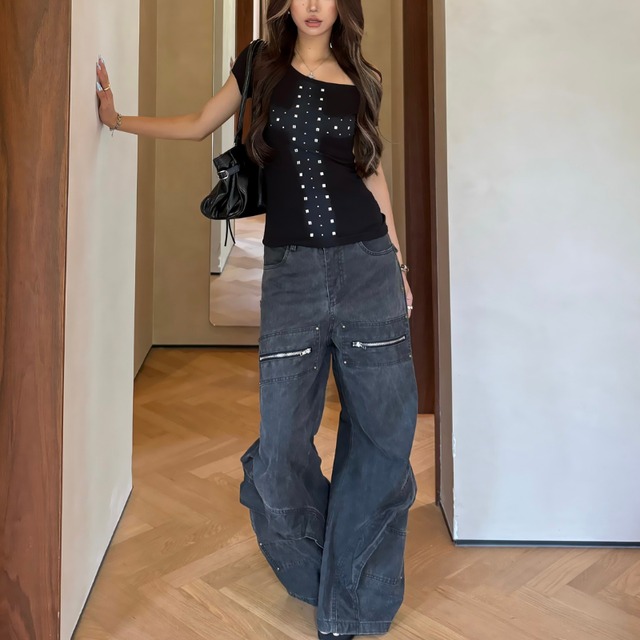 Zip-pocket design pants　ジップポケットデザインパンツ　J2075