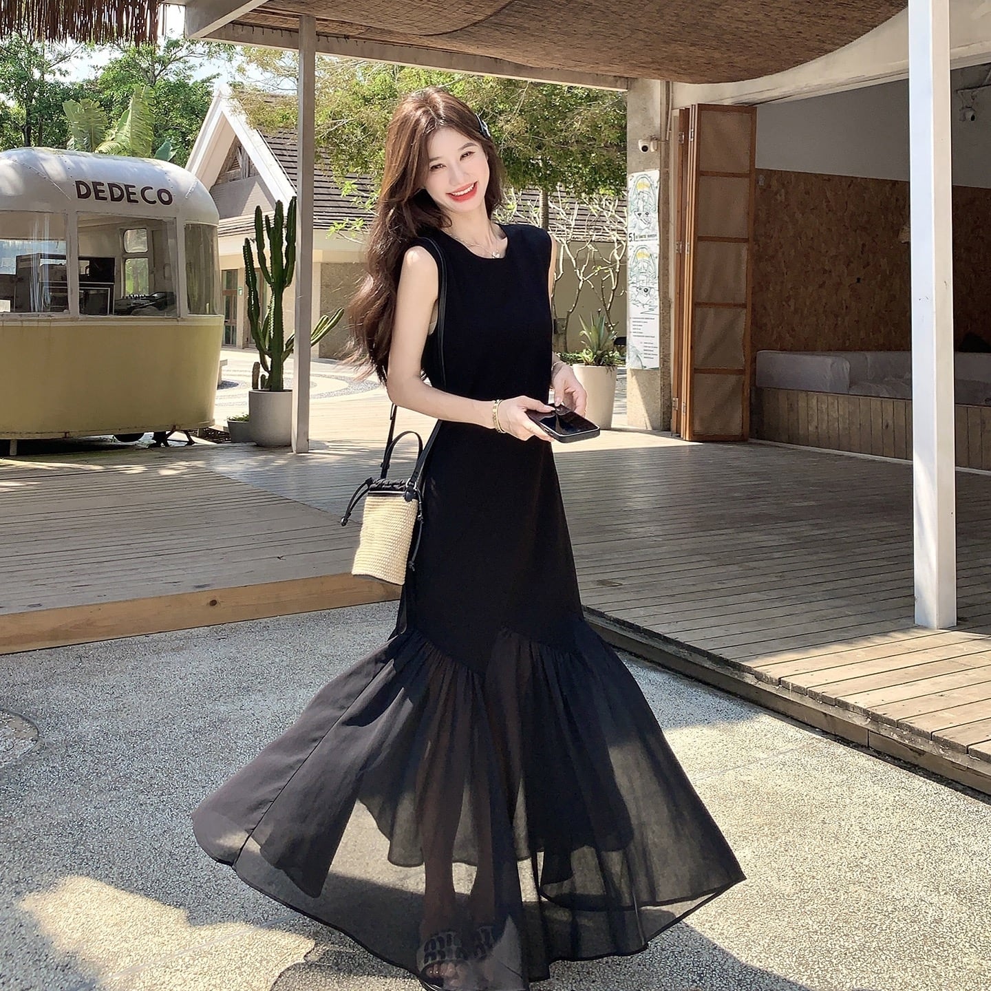 【dress】チュールドッキングロングワンピース K0554