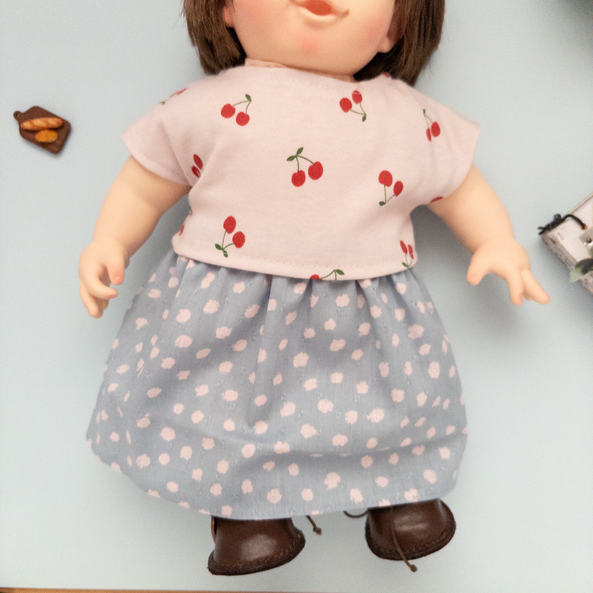 2点セット】トレーナースカートセット服（さくらんぼT水玉