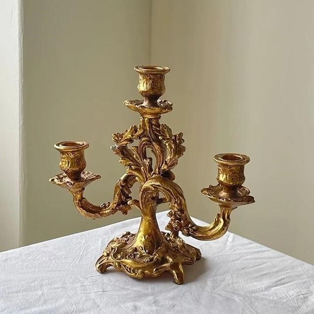 キャンドルスティックホルダー 燭台 ヴィンテージ調 ゴールド 卓上 装飾 インテリア おしゃれ かわいい 置物 ヨーロッパ ホームデコ 結婚式 パーティ