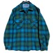 PENDLETON Vintage Ombre Check Open Collar Wool Shirt [1960s-] Vintage Wool Shirt