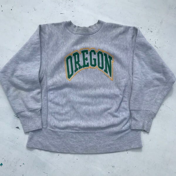 80's Champion チャンピオン リバースウィーブ スウェット OREGON グレー 杢 Triangle Graphics トリコタグ 後期  USA製 MEDIUM 希少 ヴィンテージ | agito vintage powered by BASE