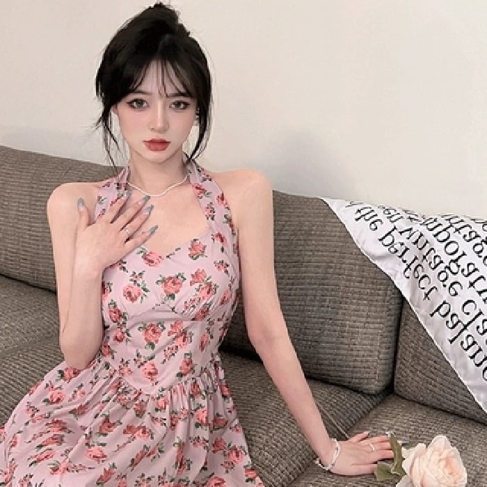 【新作】【送料無料】 初恋ロングスカートレトロ優しいスタイルサスペンダースカート花柄ドレス女性の夏のデザインニッチセクシーなドレス 0255900999671