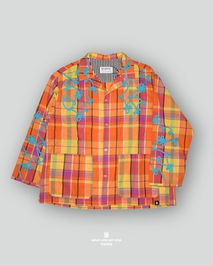 19 MADRAS CHECK X TURQUOISE FLOWER COVERALLS