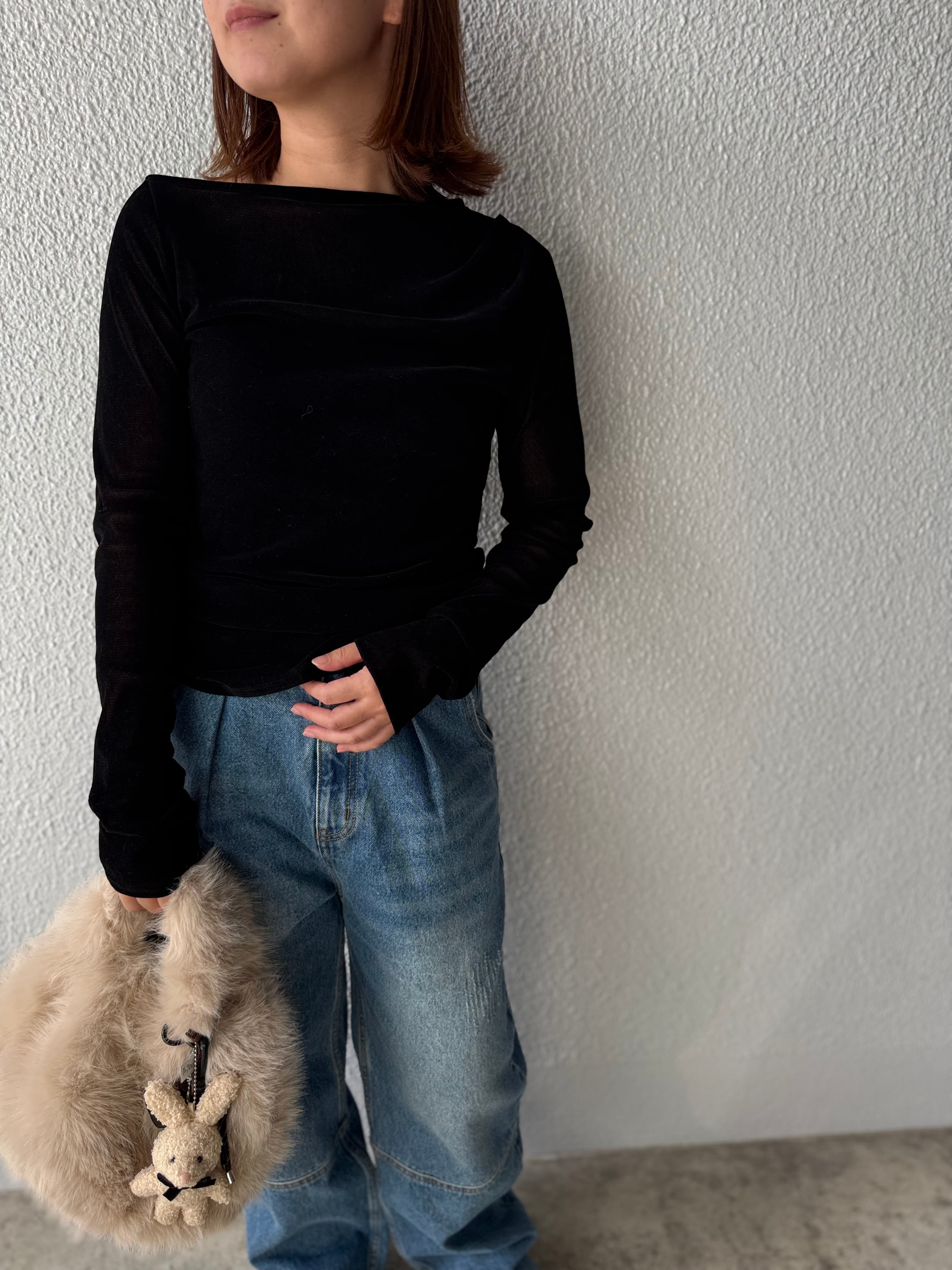 【cafune】シャーリングベロアストレッチPO