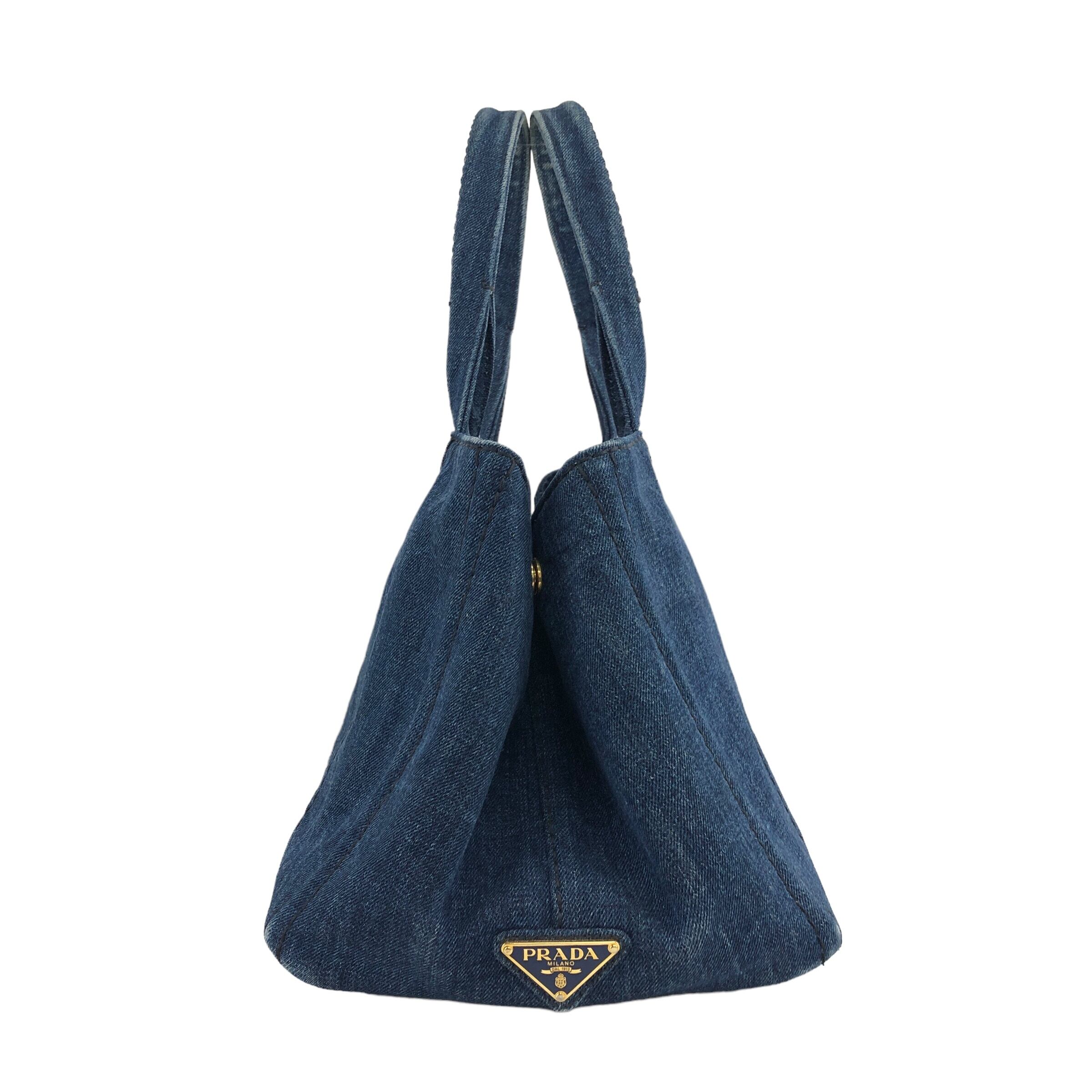 PRADA プラダ カナパ ハンドバッグ インディゴ ロゴ デニム vintage
