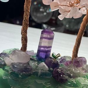 1.ローズクォーツ招財樹×フローライトねこ