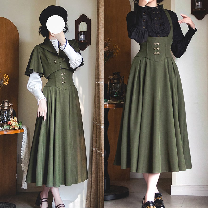 ストロベリーハット　ロングスカート ○販売終了・在庫限り○ どんな場面でも安心な 上質チノ カーキ