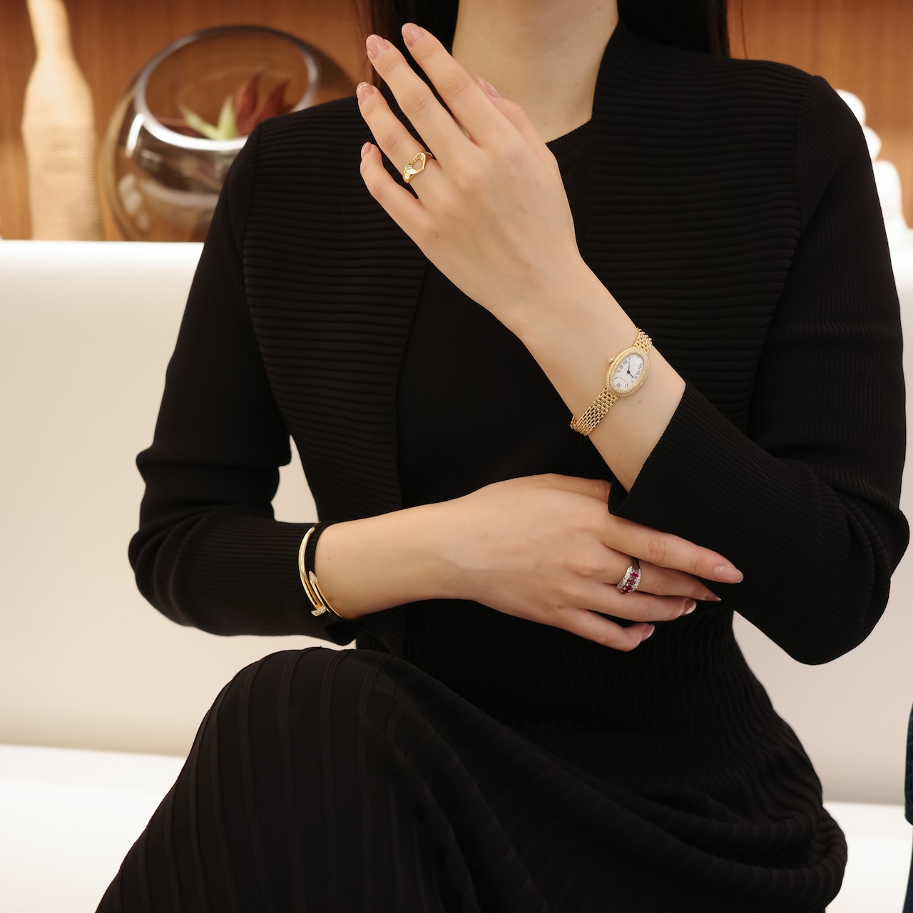 <正規修理済> カルティエ ベニュワール XS ゴールド ベゼル 純正 ダイヤモンド