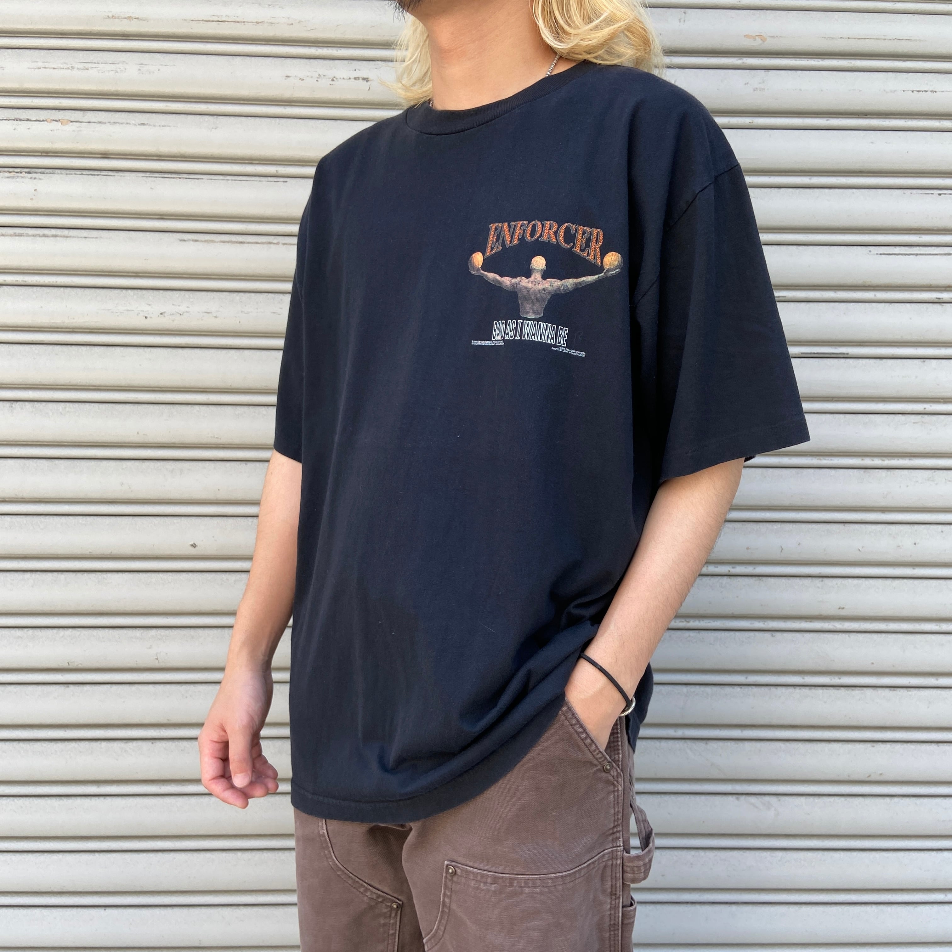 90s USA デニスロッドマン NBA ブルズ 両面プリントTシャツ 黒 XL
