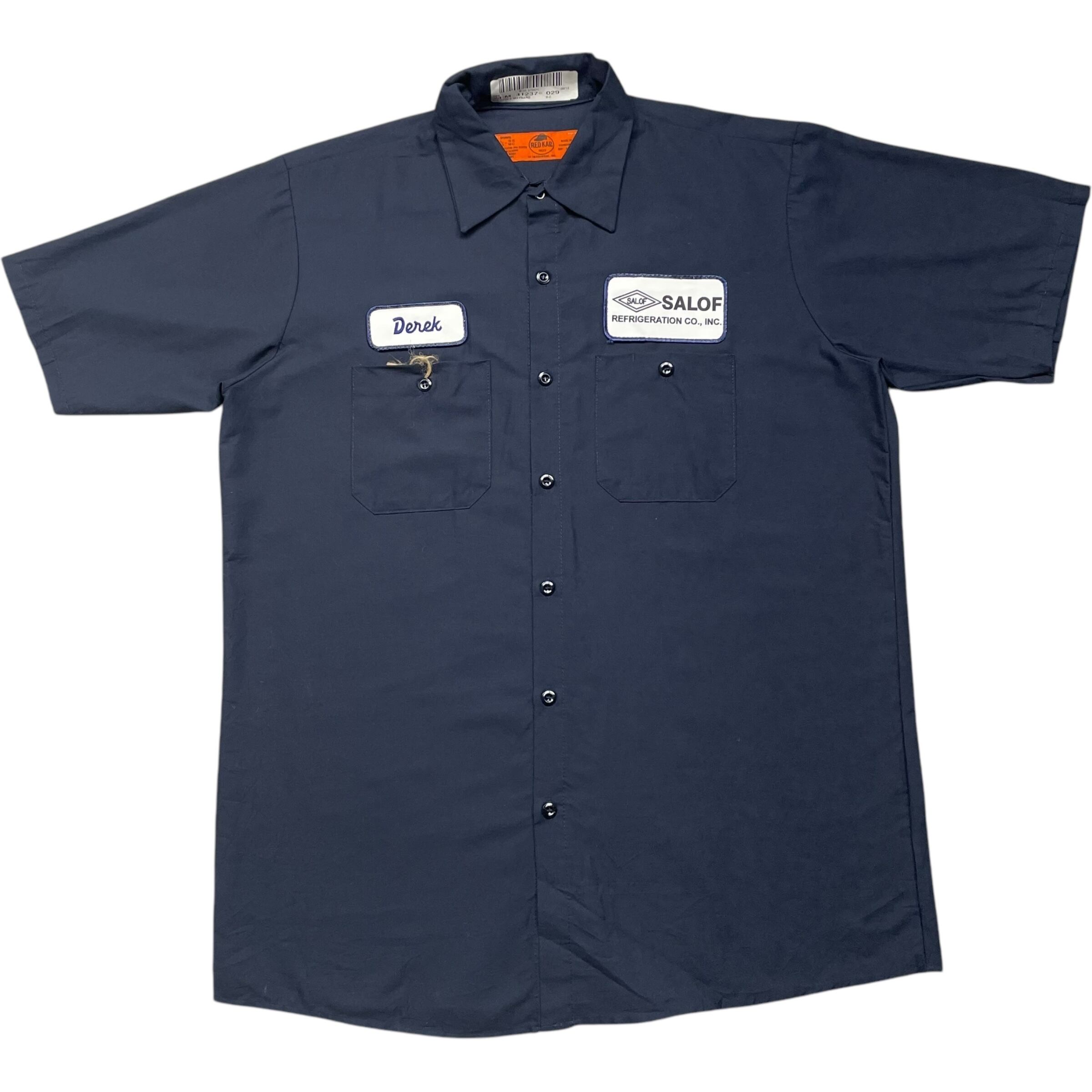 《L》REDKAP レッドキャップ ワークシャツ 半袖シャツ 企業ロゴ ワッペン ネイビー no.6581