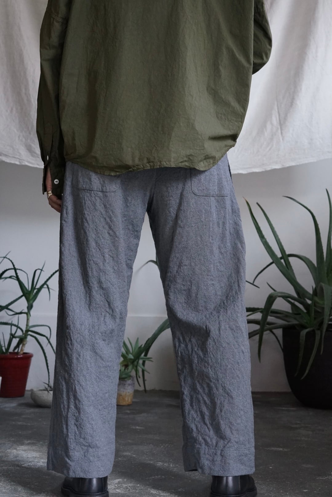 人気商品 Chez VIDALENC メンズ パンツ クロップド ウエストゴム 千鳥