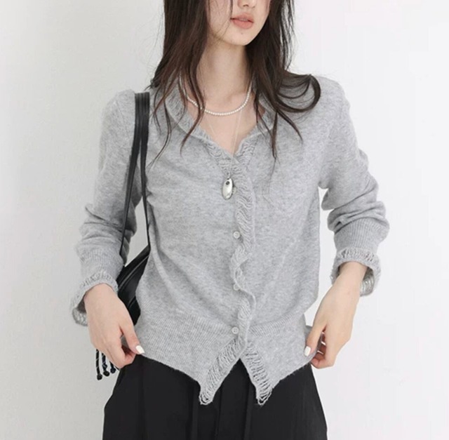 Frayed Edge Knit Cardigan　202680193