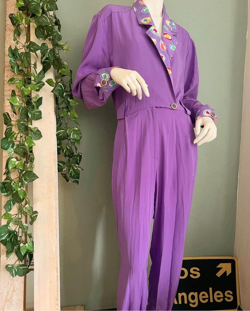 80's〜 pastel purple colors jump suits