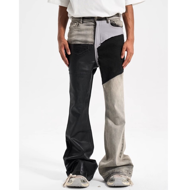 【DRIP3061】D/B Different Fabrics Contrast Leg-Lengthening Denim