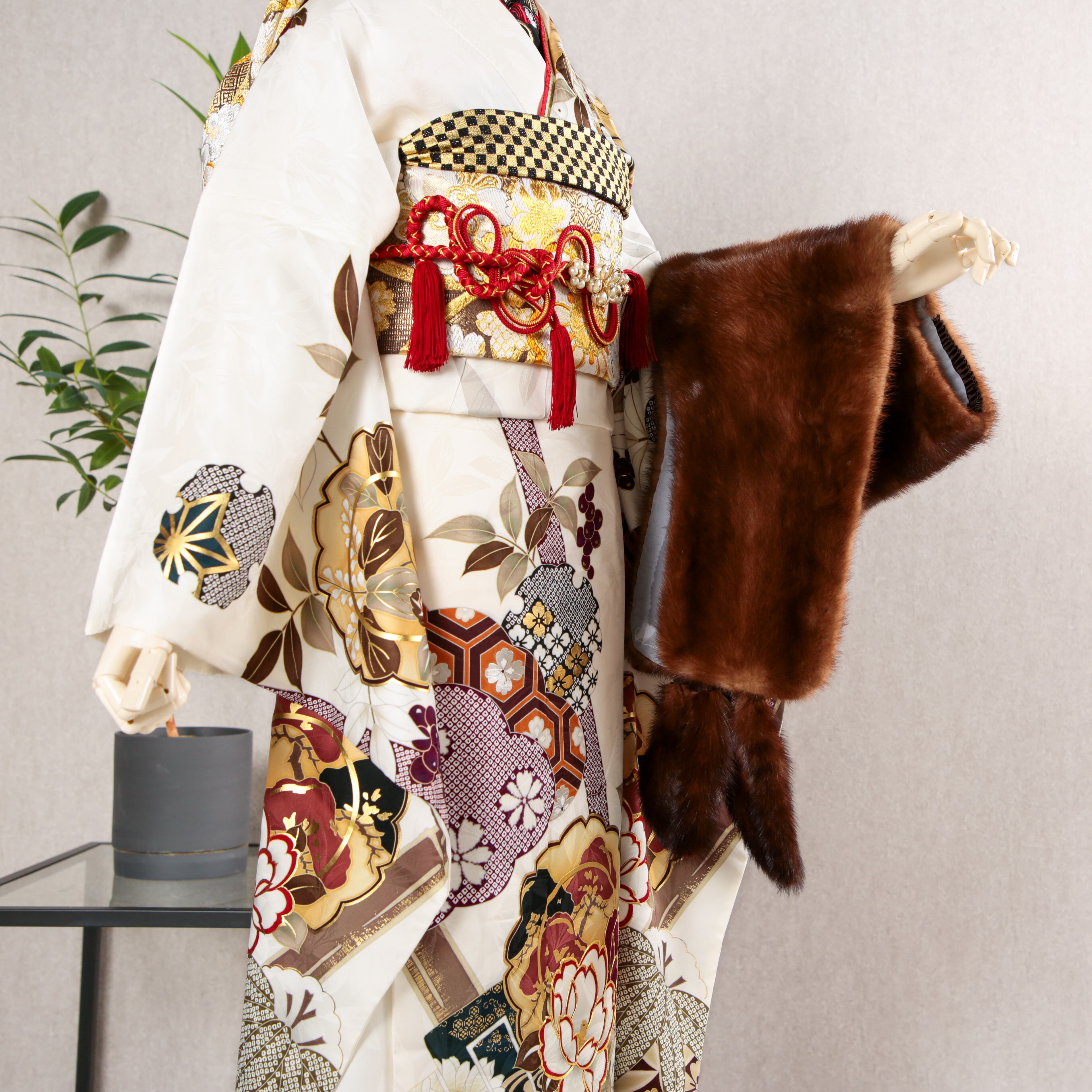ショール ストール 新品・未使用品 デミバフミンク【ブラウン】ミンク