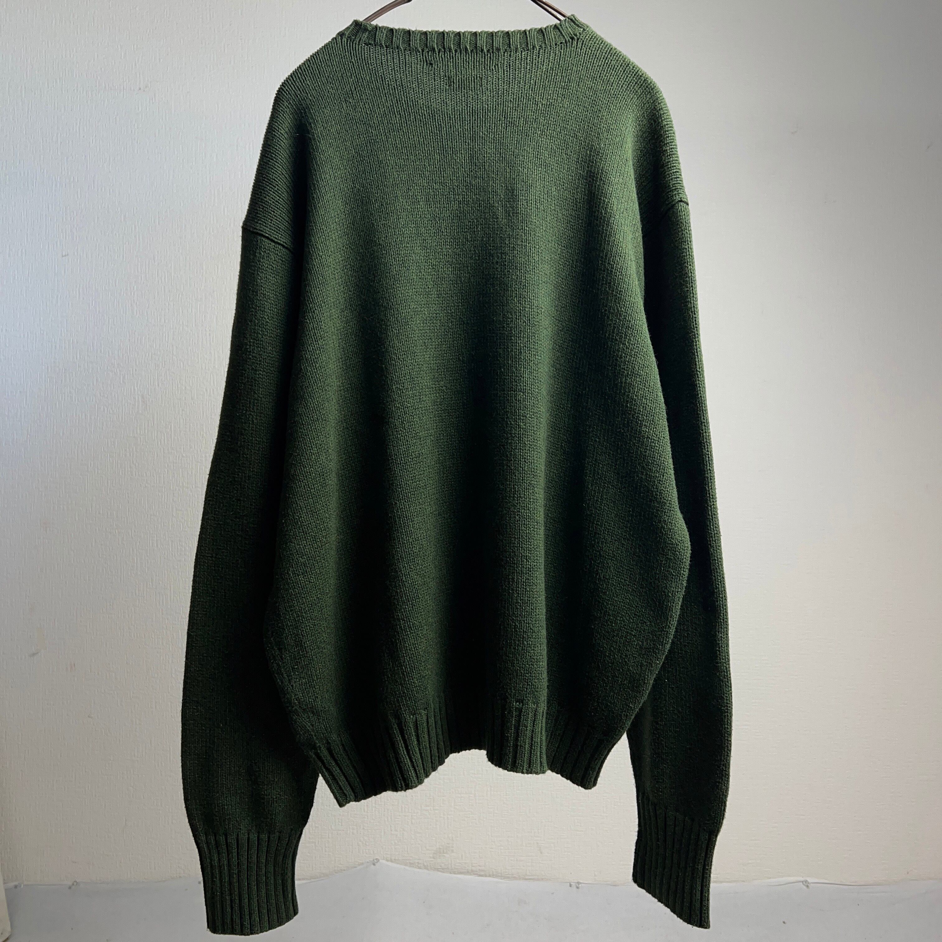 “Polo by Ralph Lauren” Cotton Knit Sweater SIZE XL ポロラルフローレン ポニーロゴ刺繍  ニットセーター モスグリーン【1000A268】