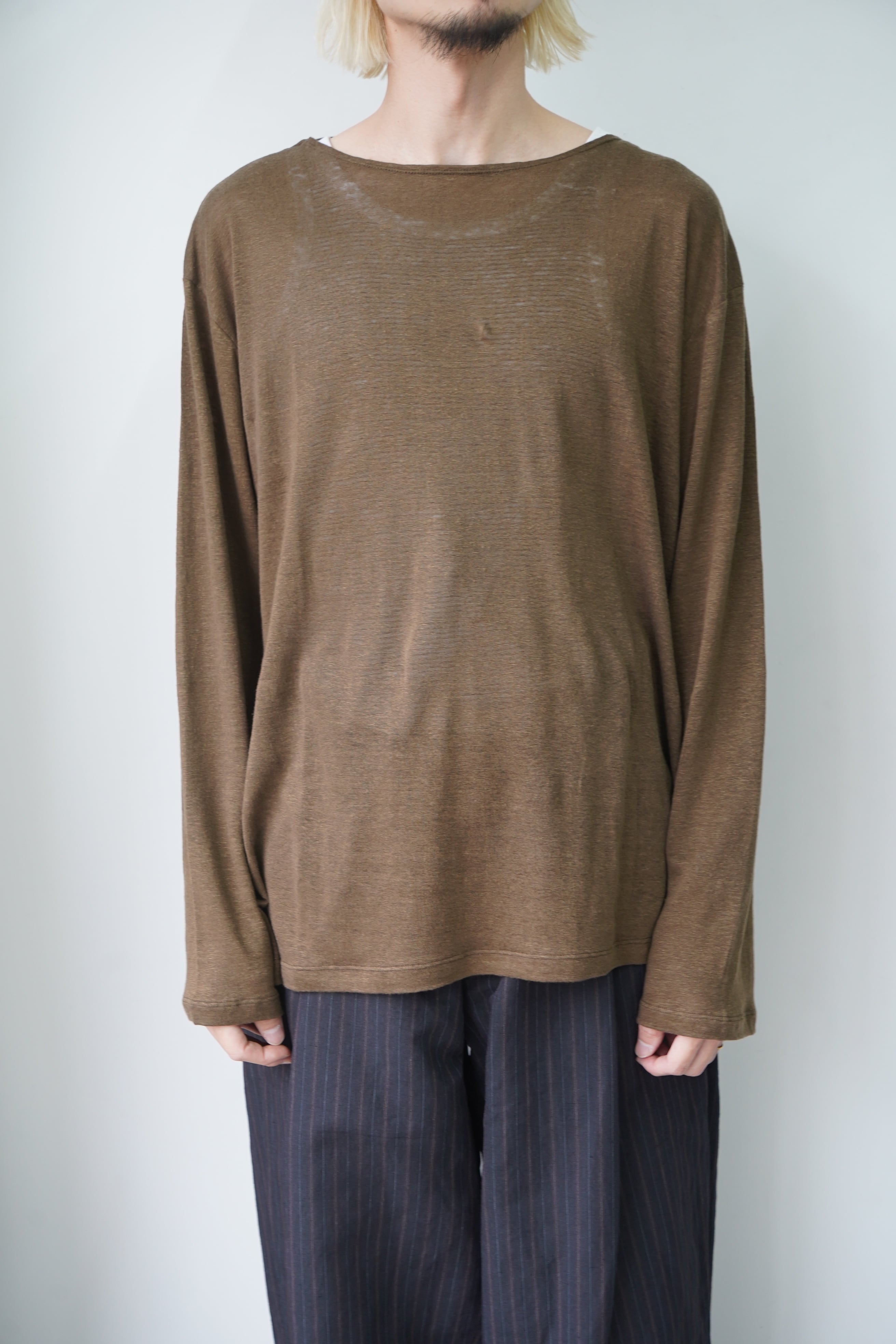 MAATEE&SONS / LINEN L/S BOAT TEE (KHAKI) | LiNN