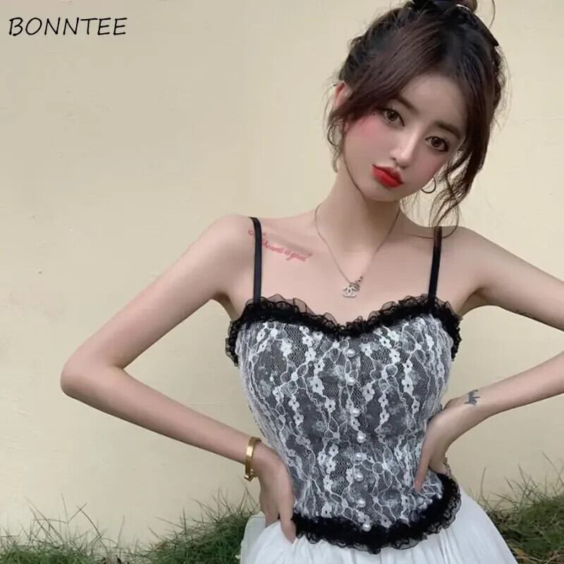 【新作】【送料無料】 レースキャミソール女性新しい優雅な気質カジュアルホットスイート夏のファッションストリート韓国スタイル女性の優しいヴィンテージスリムイン 0290479553548