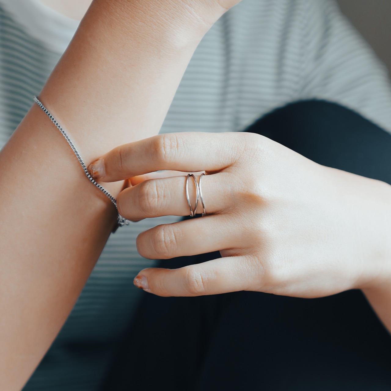 3連 細リング 華奢 サージカルステンレス ステンレス SUS316L