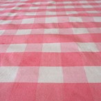 ブロックプリント生地【50cm単位】インド綿  チェック柄(大) 白×ピンク #49912-PK1