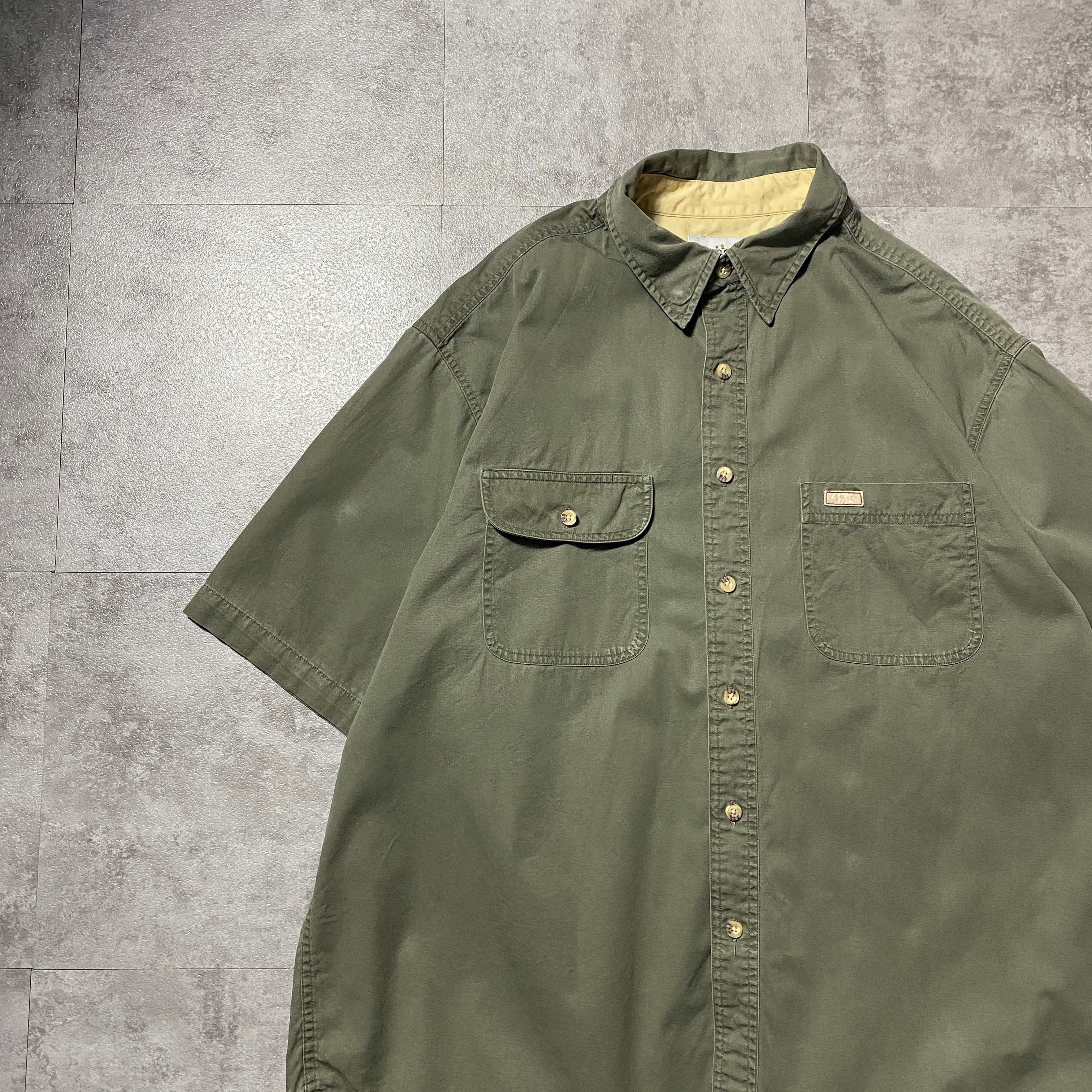 Size:XL】carhartt カーハート レザーラベル ダブルポケット カーキ