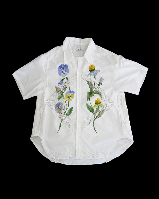 lace open collar shirt pansy echinacea