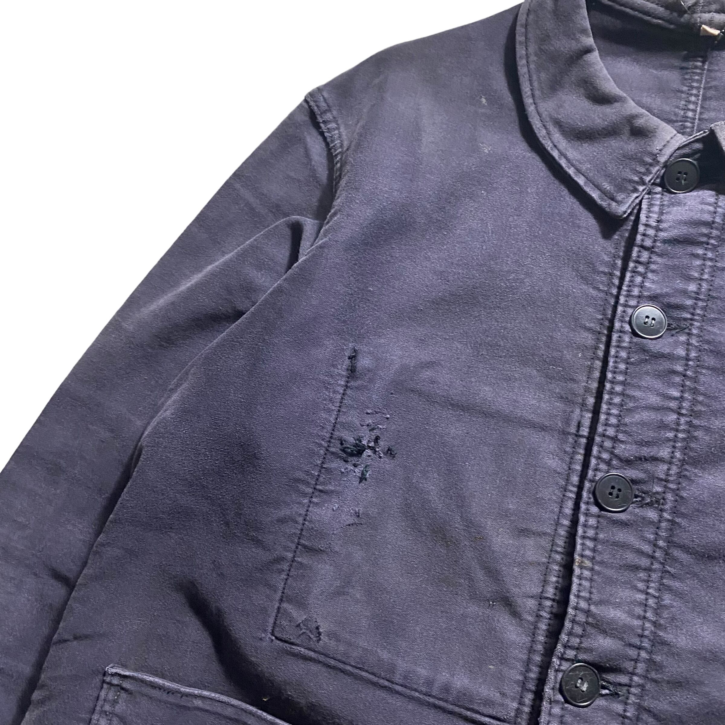 vintage 1950's French ADOLPHE LAFONT black moleskin jacket | NOIR