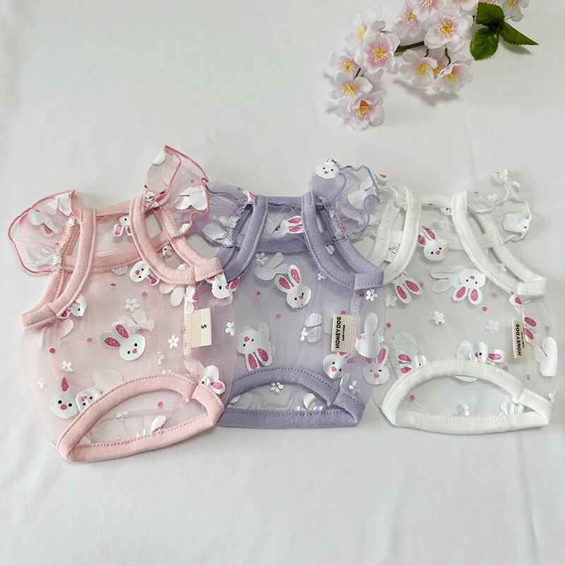 【SALE】 bunny bunny cropped top S ~ 2XL 2color /  犬の服 犬服 新作 夏 ショート丈 クロップドトップス 小型犬 中型犬 ペット洋服 ドッグウェア おぱんつカット