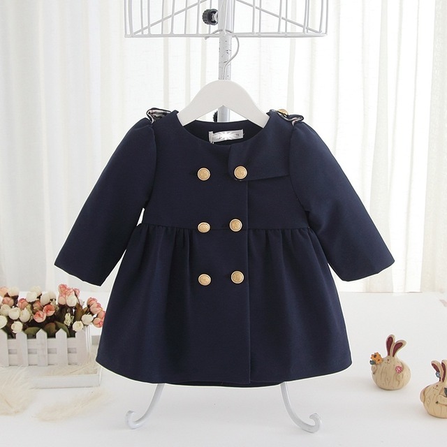 大人女子風ノーカラートレンチ(ネイビー)