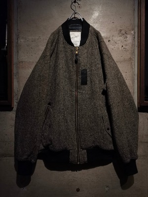 【Caka】Nep Herringbone Vintage Loose MA-1 Type Tweed Jacket