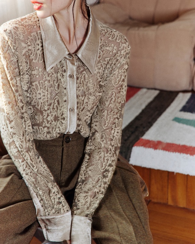 レースシアーシャツ　A25253