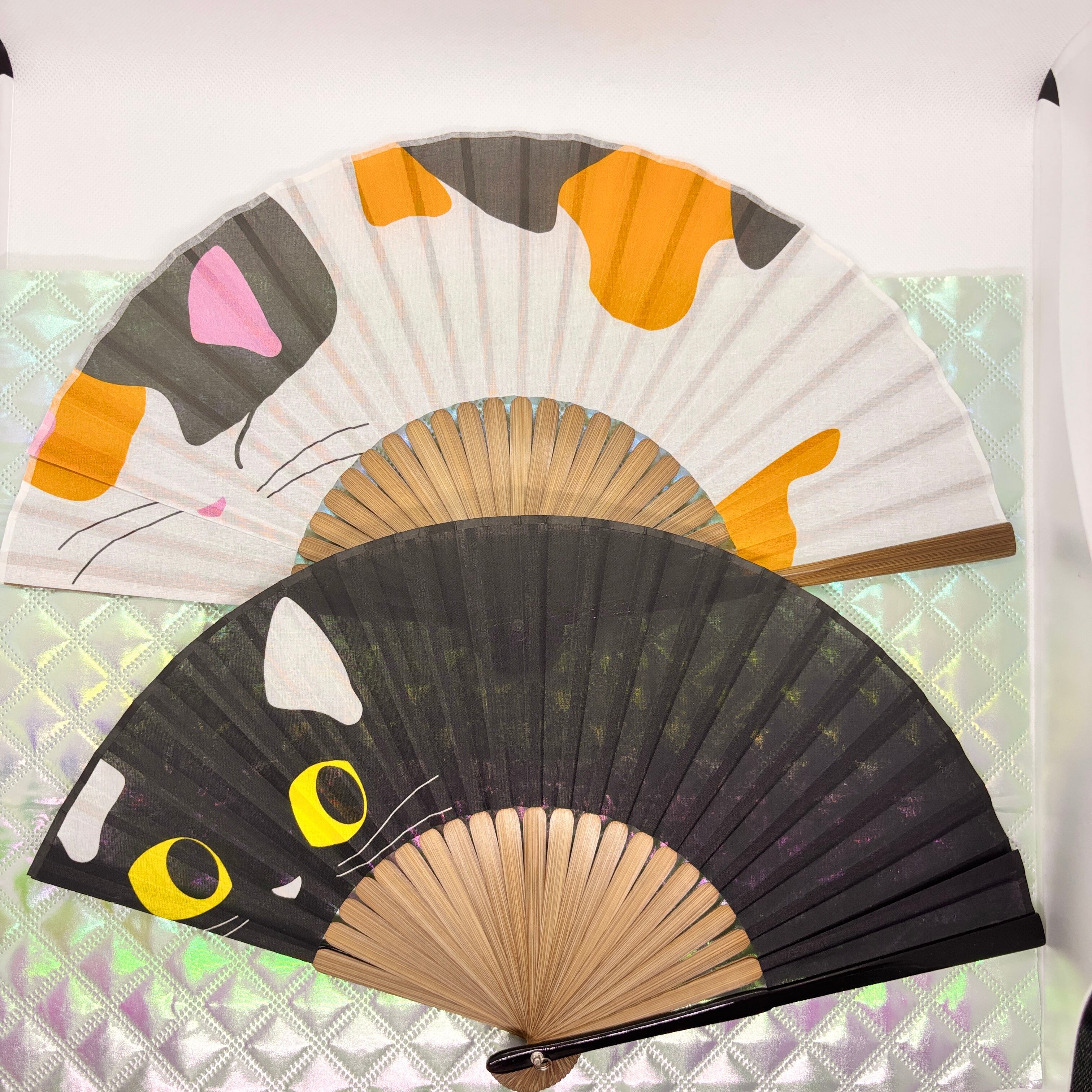 【Ripple】レディースプリント扇子 21cm 猫背