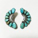 Vintage Naive American Cluster Turquoise Sterling Pirced Earrings